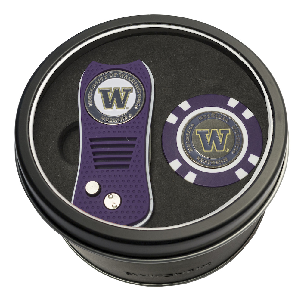 Washington Huskies Switchblade Divot Tool and Golf Chip Gift Pack