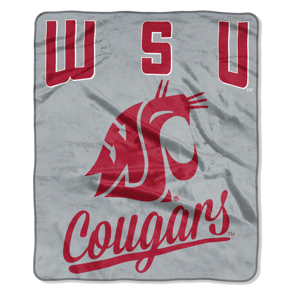 Washington State Cougars Plush Fleece Raschel Blanket 50 x 60