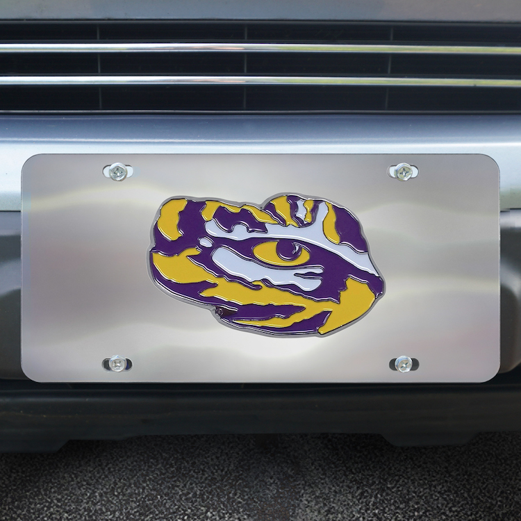 LSU Tigers Stainless Steel Die-cast License Plate