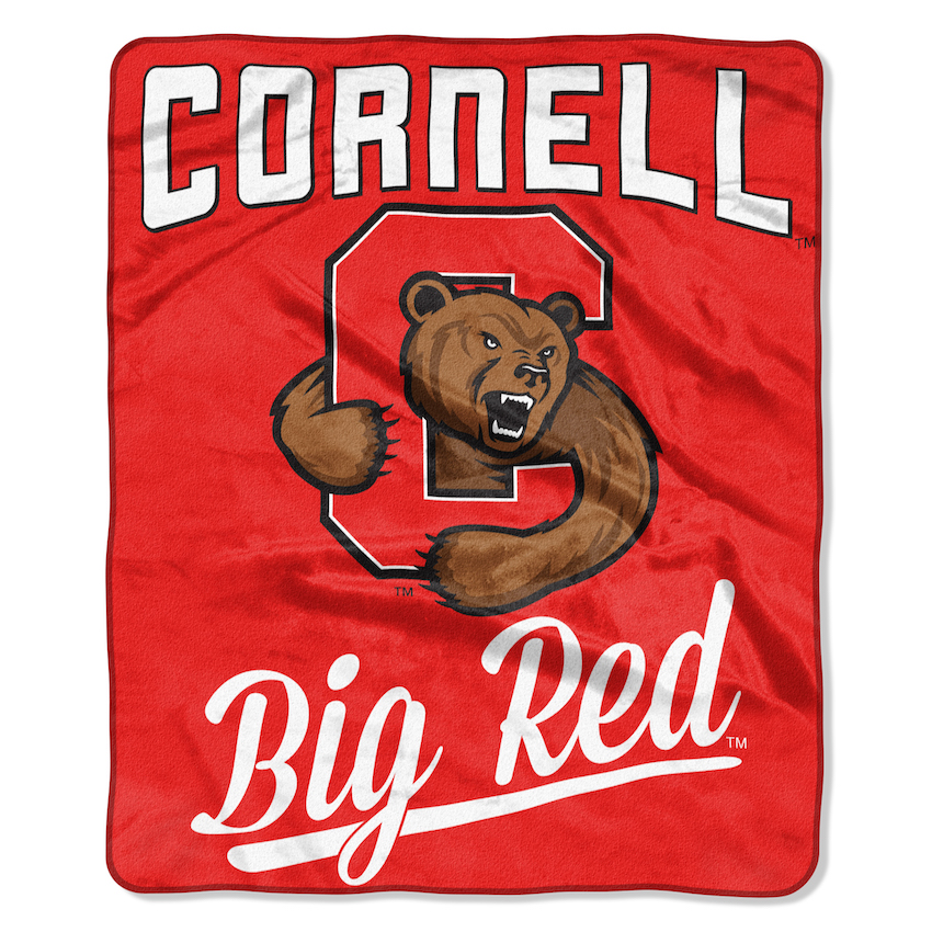 Cornell Big Red Plush Fleece Raschel Blanket 50 x 60