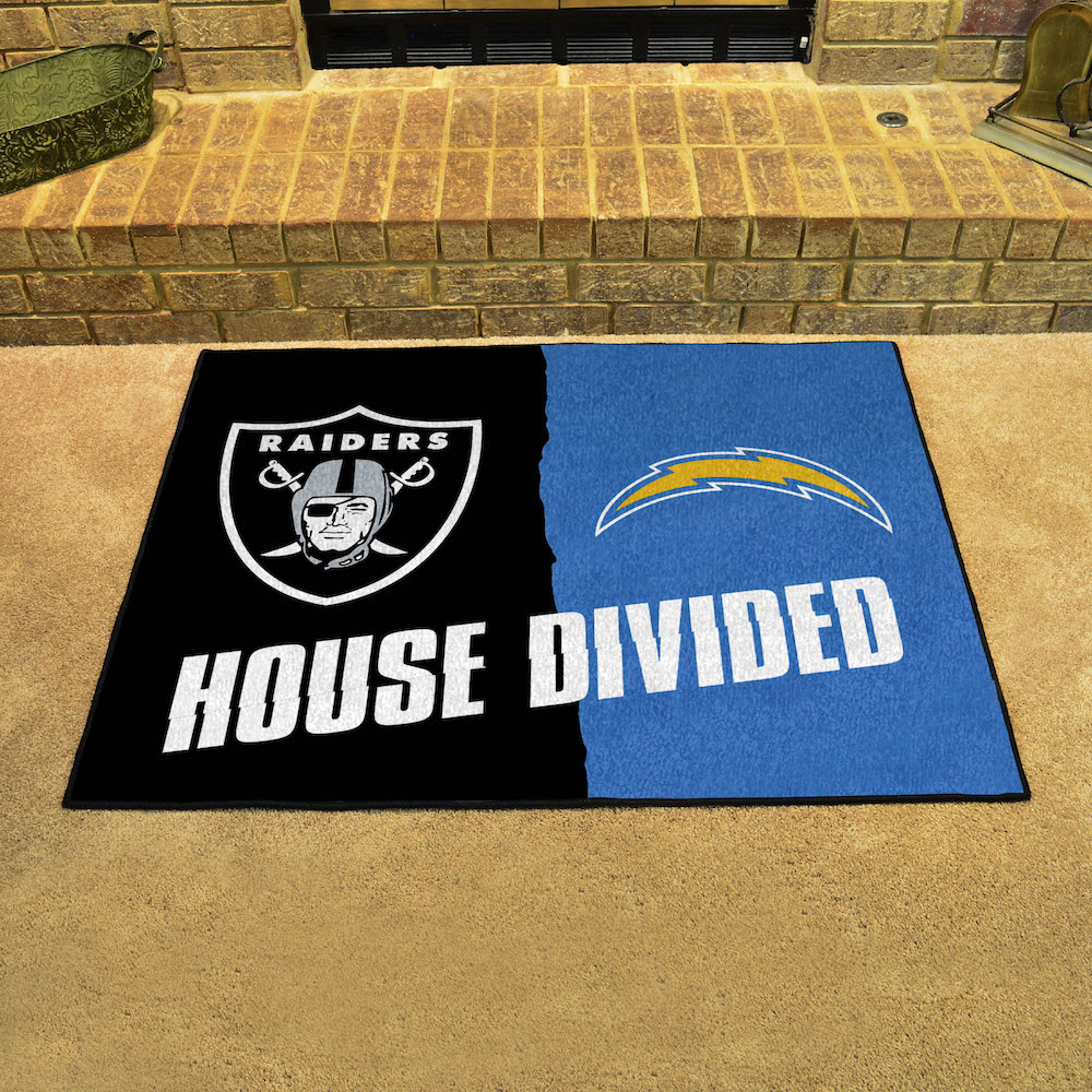 NFL House Divided Rivalry Rug Las Vegas Raiders - Los Angeles Chargers