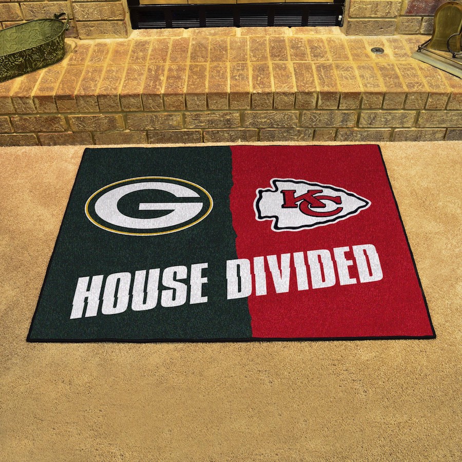 NFL House Divided Rivalry Rug Green Bay Packers - Kansas City Chiefs