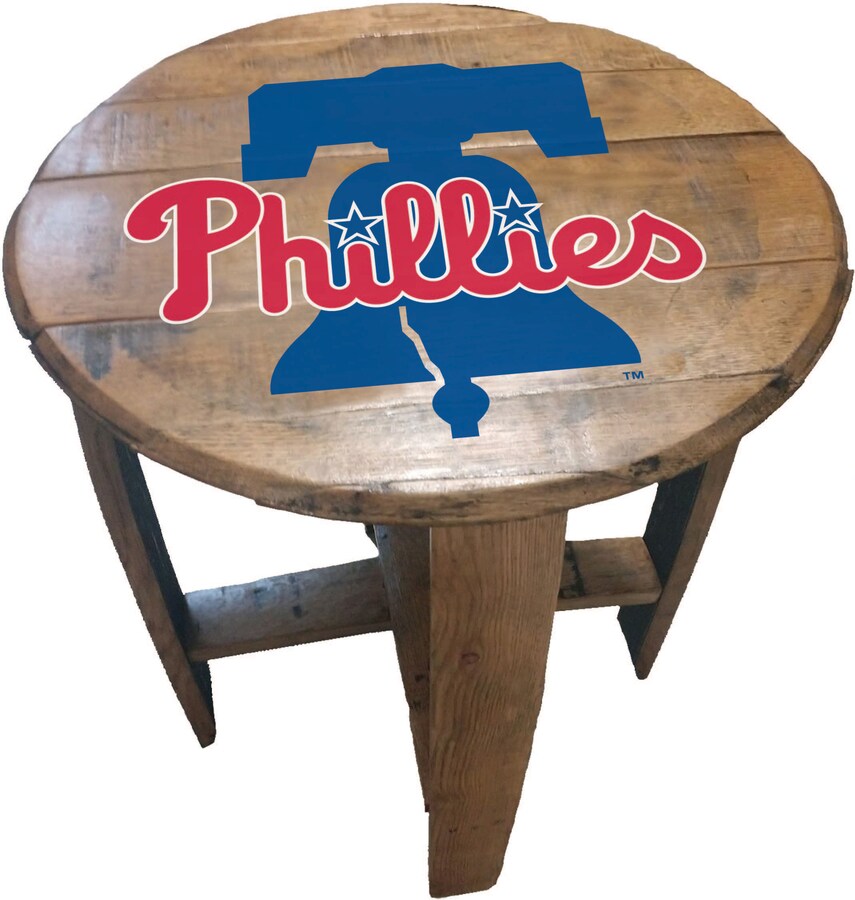 Philadelphia Phillies Oak Barrel Table