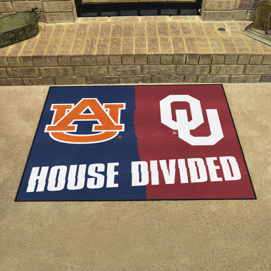 NCAA House Divided Rivalry Rug Auburn Tigers - Oklahoma Sooners