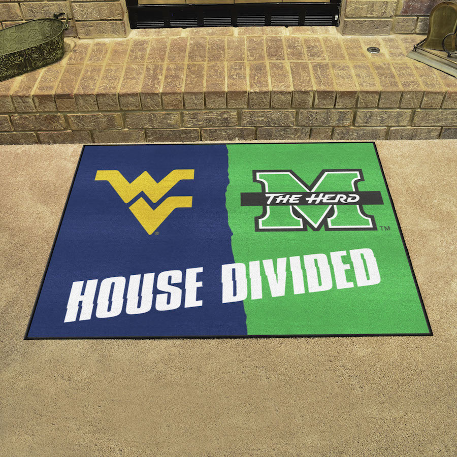 NCAA House Divided Rivalry Rug Marshall Thundering Herd - West Virginia Mountaineers