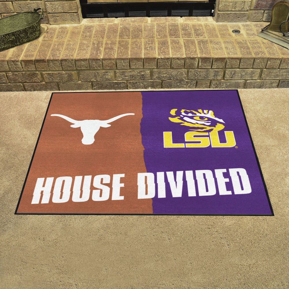 NCAA House Divided Rivalry Rug Texas Longhorns - LSU Tigers