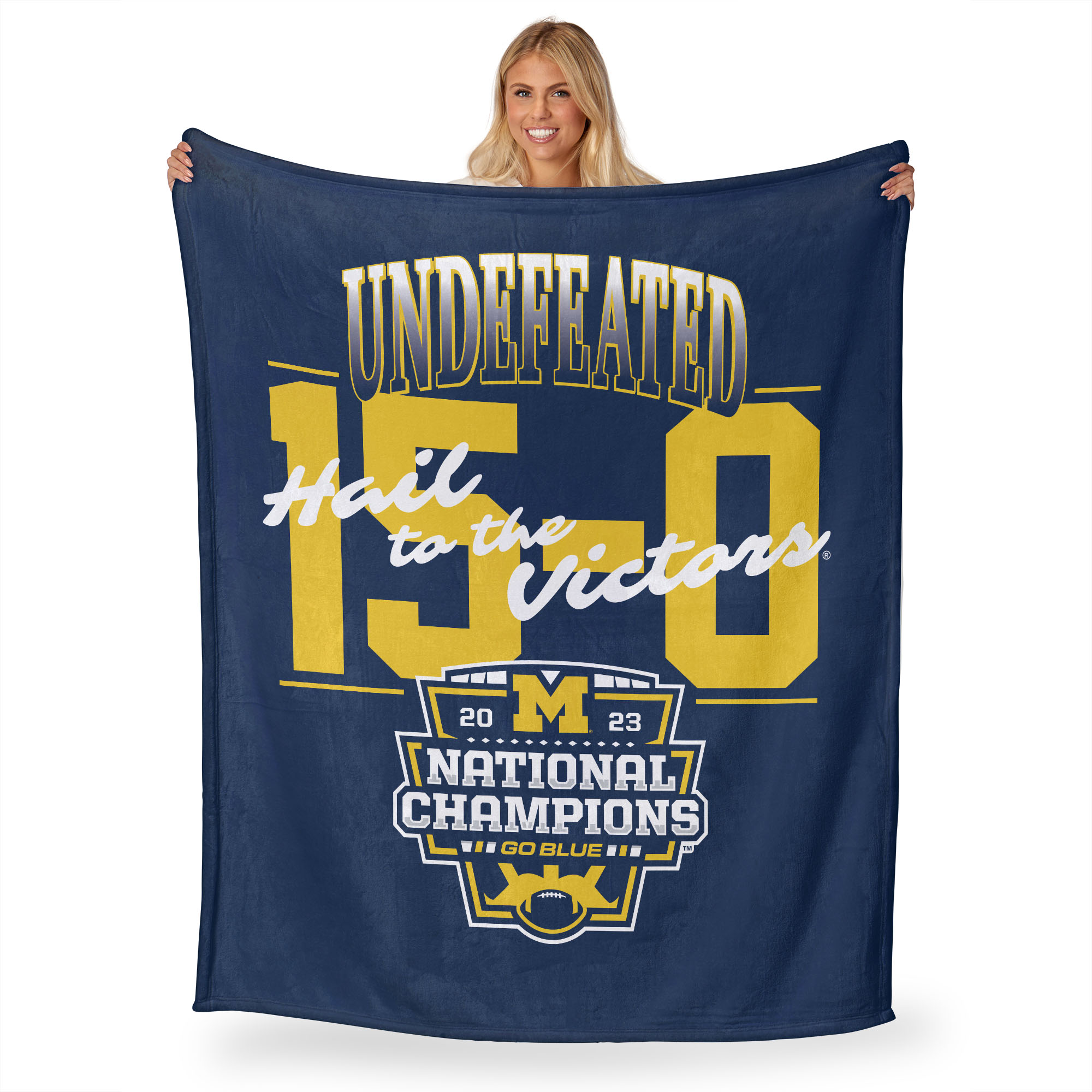 2023 Michigan Wolverines 15-0 NCAA Football Champions Silk Touch Throw Blanket