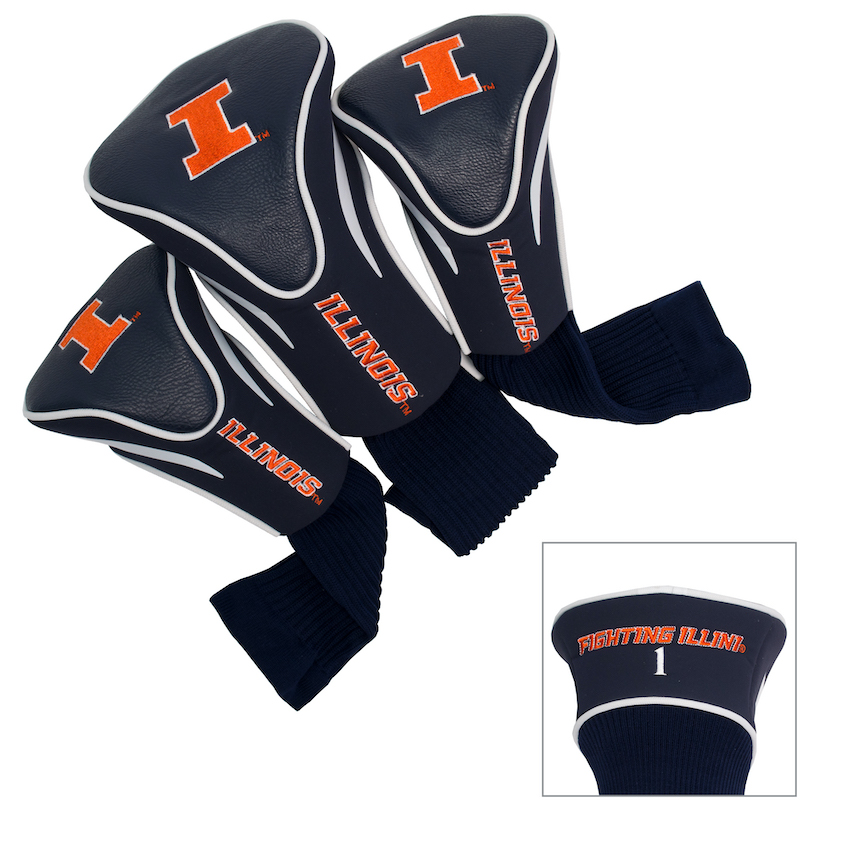 Illinois Fighting Illini 3 Pack Contour Headcovers