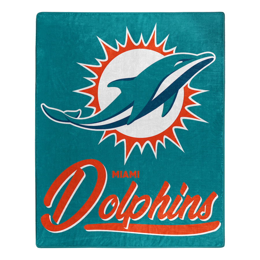 Miami Dolphins Plush Fleece Raschel Blanket 50 x 60